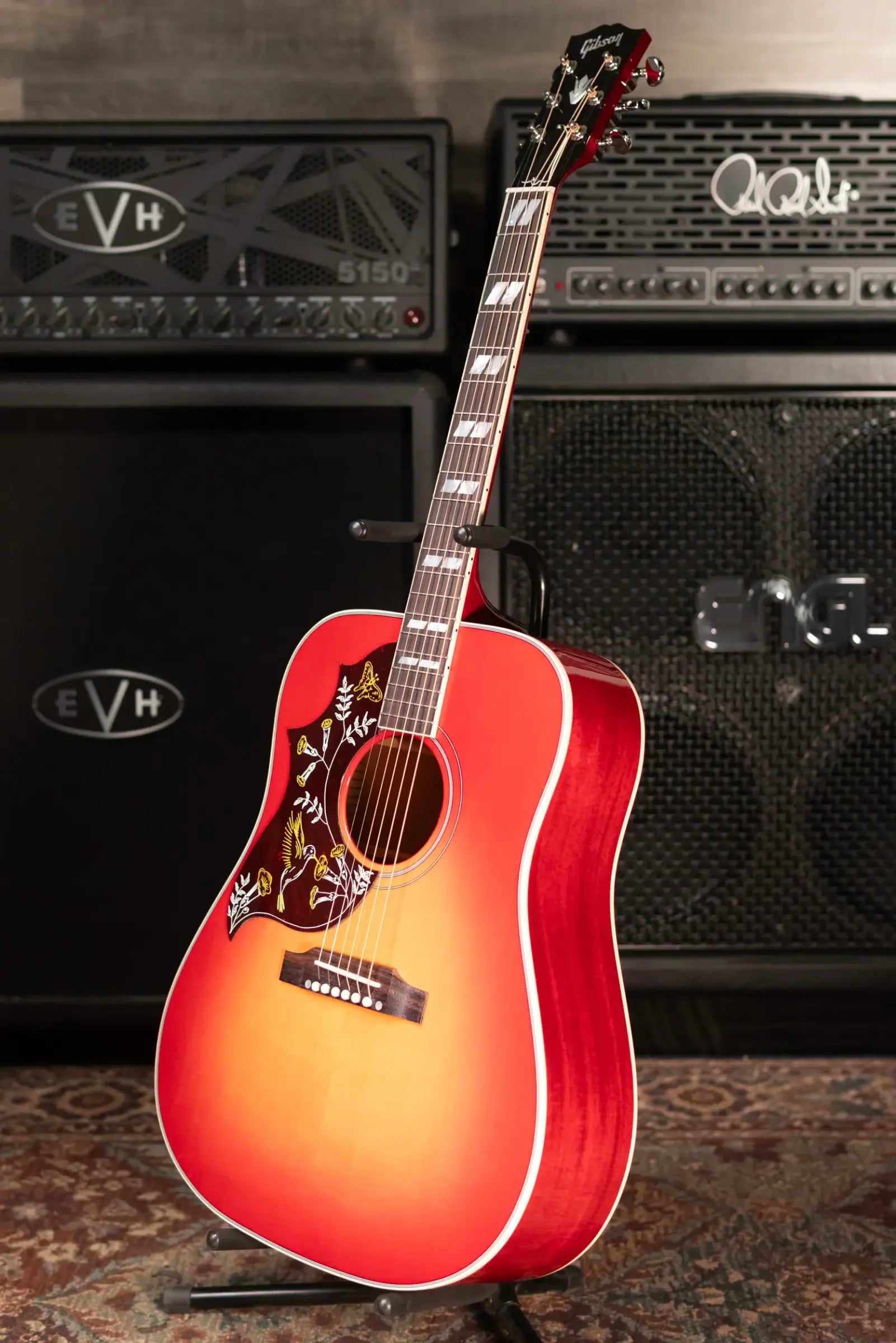 Gibson Hummingbird Standard Left-Handed Acoustic/Electric Guitar - Vintage Cherry Sunburst with Hardshell Case