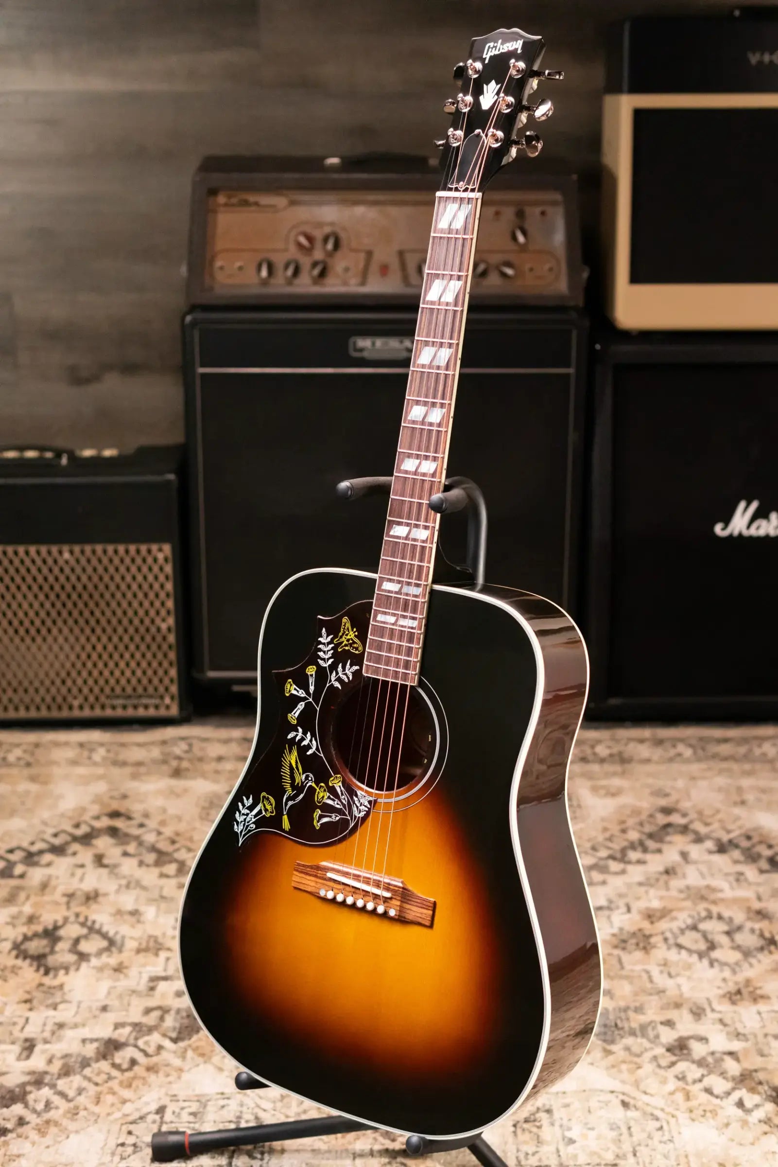 Gibson Hummingbird Standard Left-Handed Acoustic/Electric Guitar - Vintage Sunburst with Hardshell Case