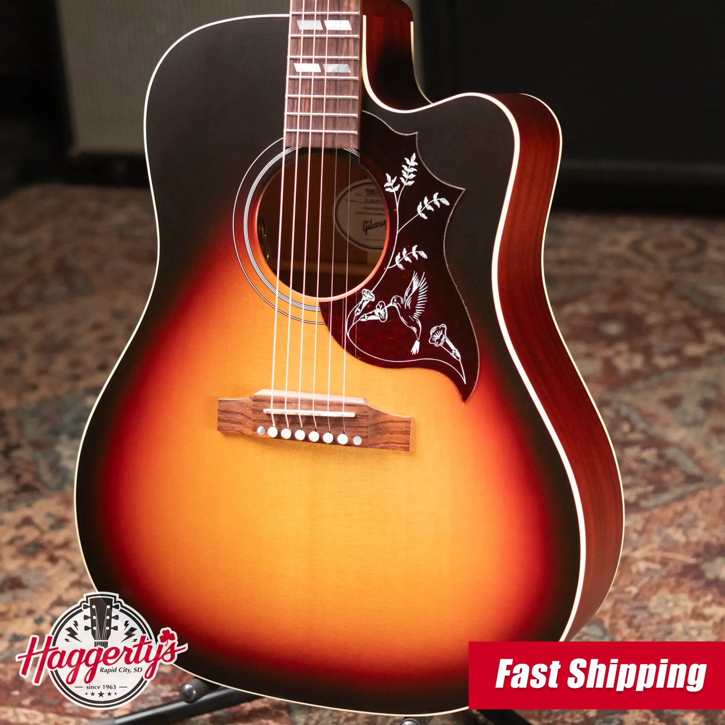 Gibson Hummingbird Studio EC Acoustic/Electric Guitar - Triburst with Hardshell Case