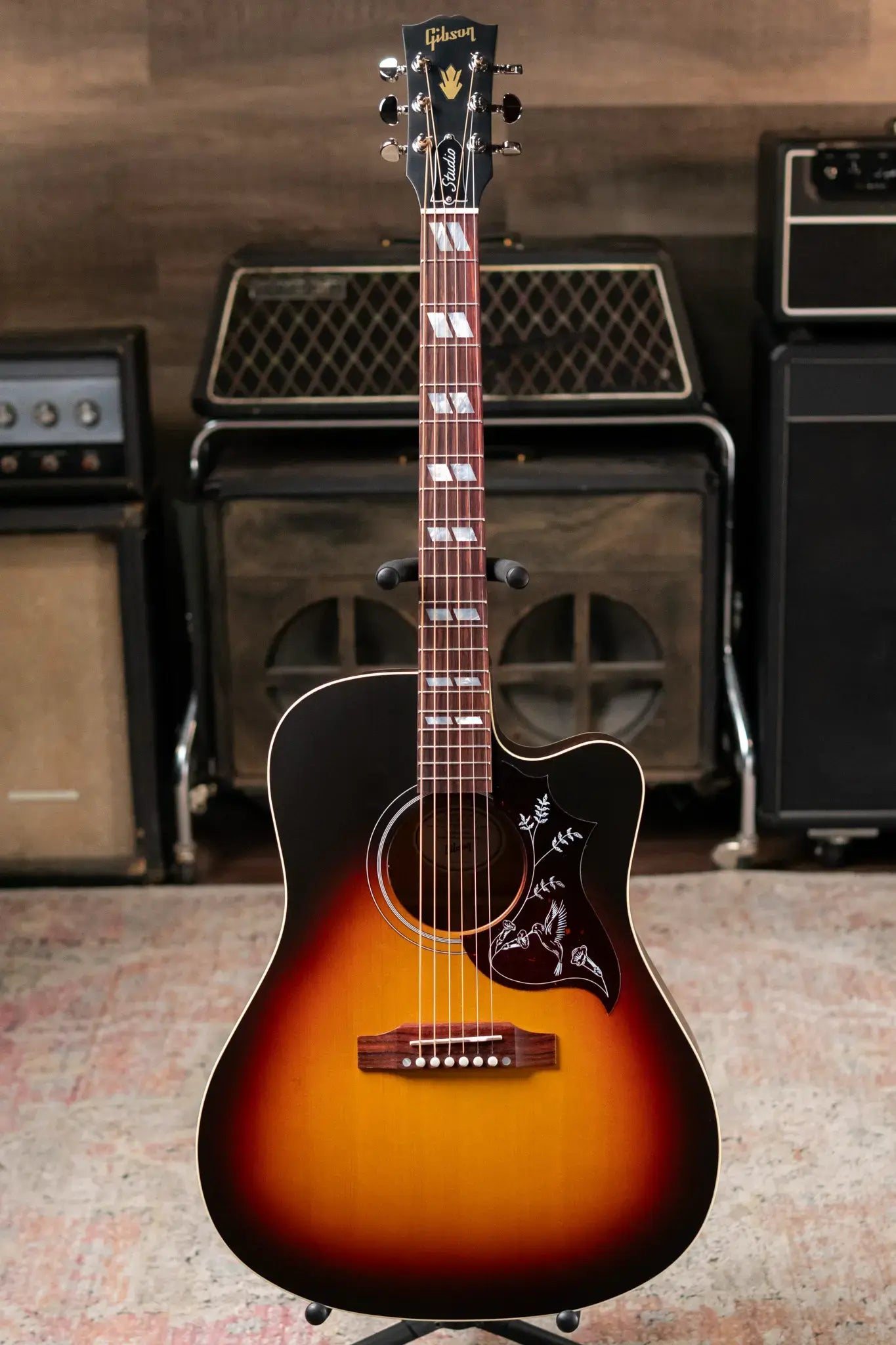 Gibson Hummingbird Studio EC Acoustic/Electric - Tri-Burst Satin with Hardshell Case