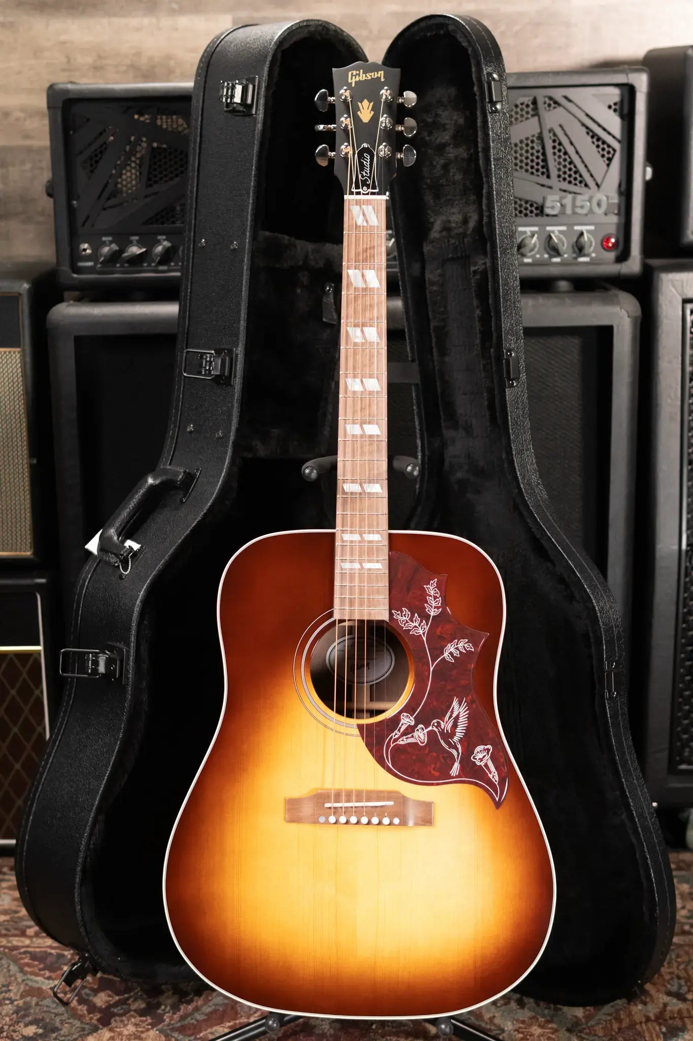 Gibson Hummingbird Studio Walnut Acoustic/Electric Guitar - Walnut Burst with Hardshell Case