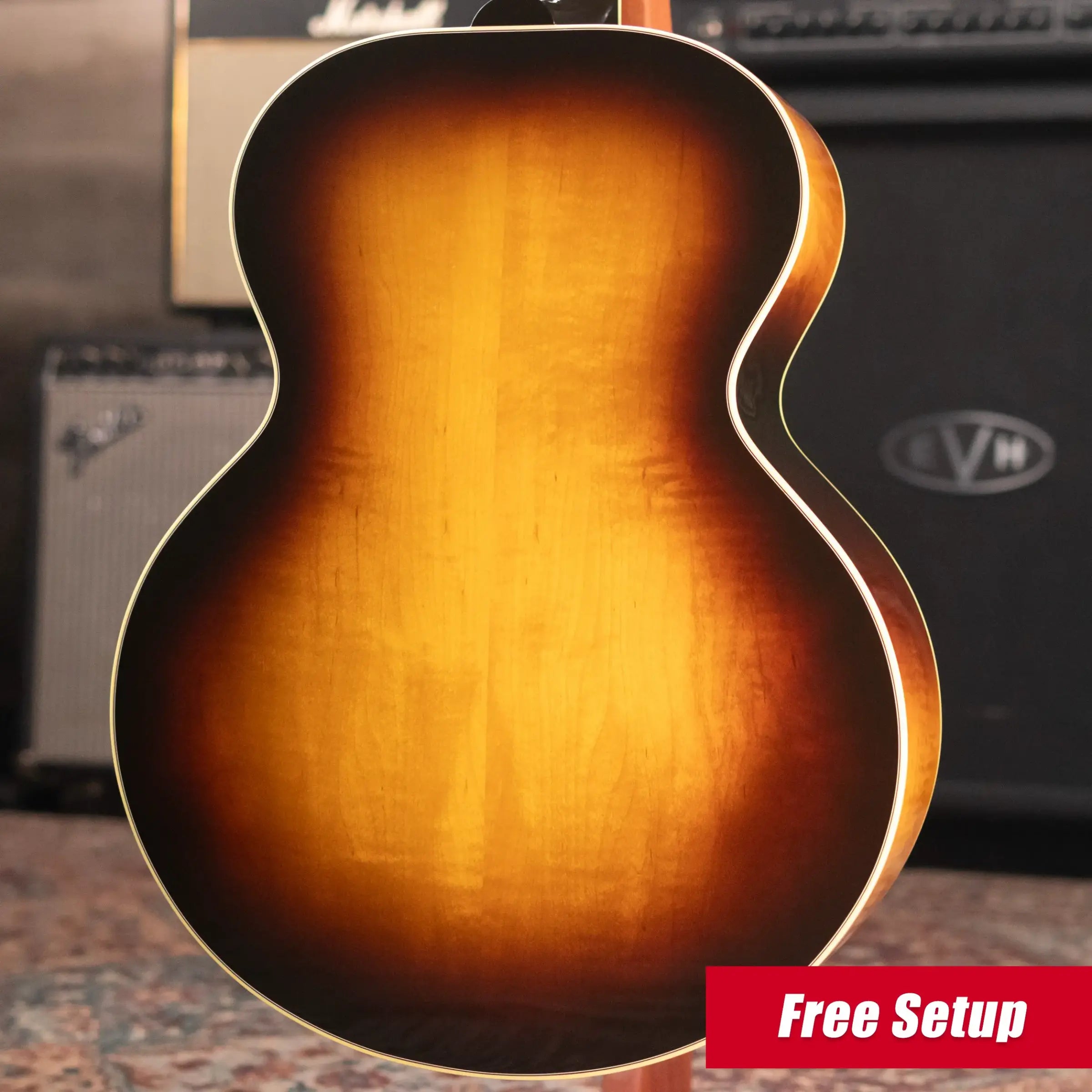 Gibson J-185 Original Acoustic/Electric Guitar - Vintage Sunburst with Hardshell Case