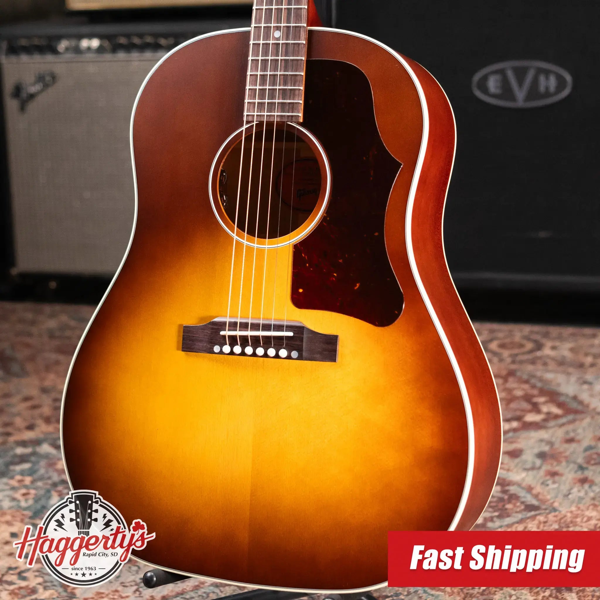 Gibson J-45 Faded 50's Acoustic/Electric Guitar - Vintage Sunburst with Hardshell Case