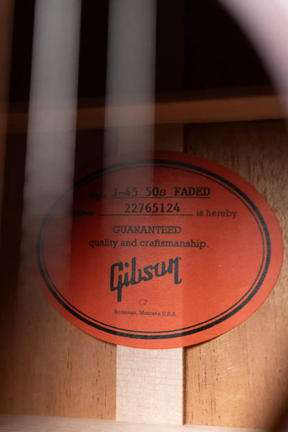 Gibson J-45 Faded 50's Acoustic/Electric Guitar - Vintage Sunburst with Hardshell Case