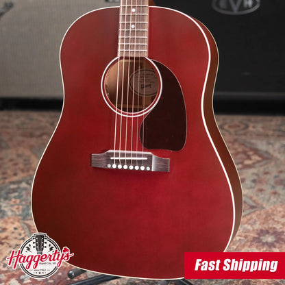 Gibson J-45 Special Acoustic/Electric Guitar - Satin Wine Red with Gig Bag