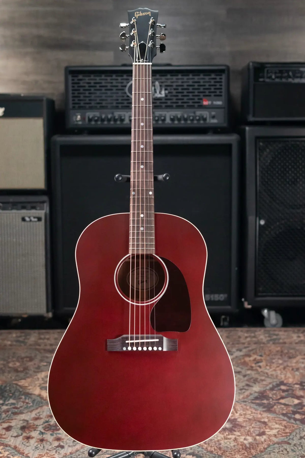Gibson J-45 Special Acoustic/Electric Guitar - Satin Wine Red with Gig Bag - Demo