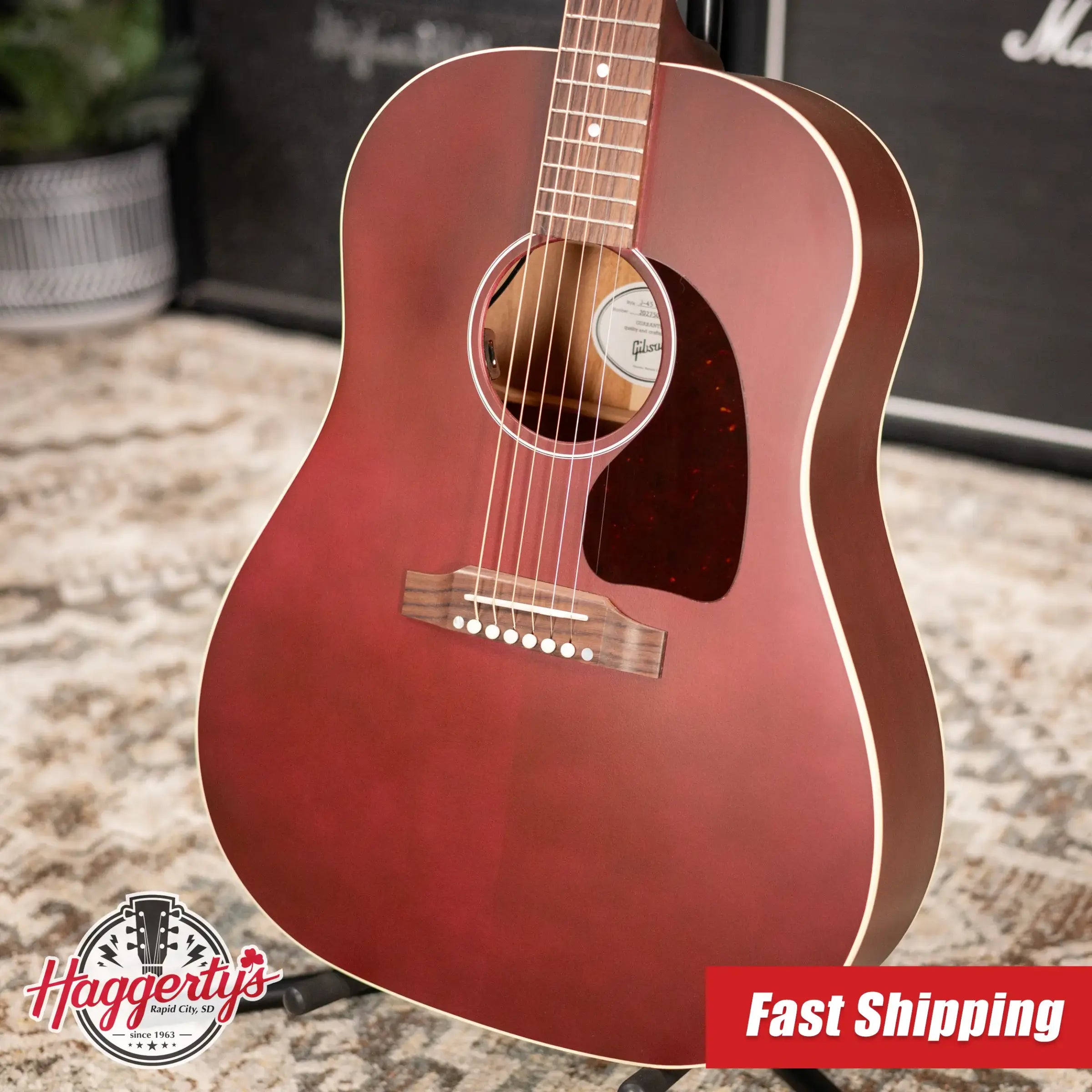 Gibson J-45 Special Acoustic/Electric Guitar - Satin Wine Red with Gig Bag