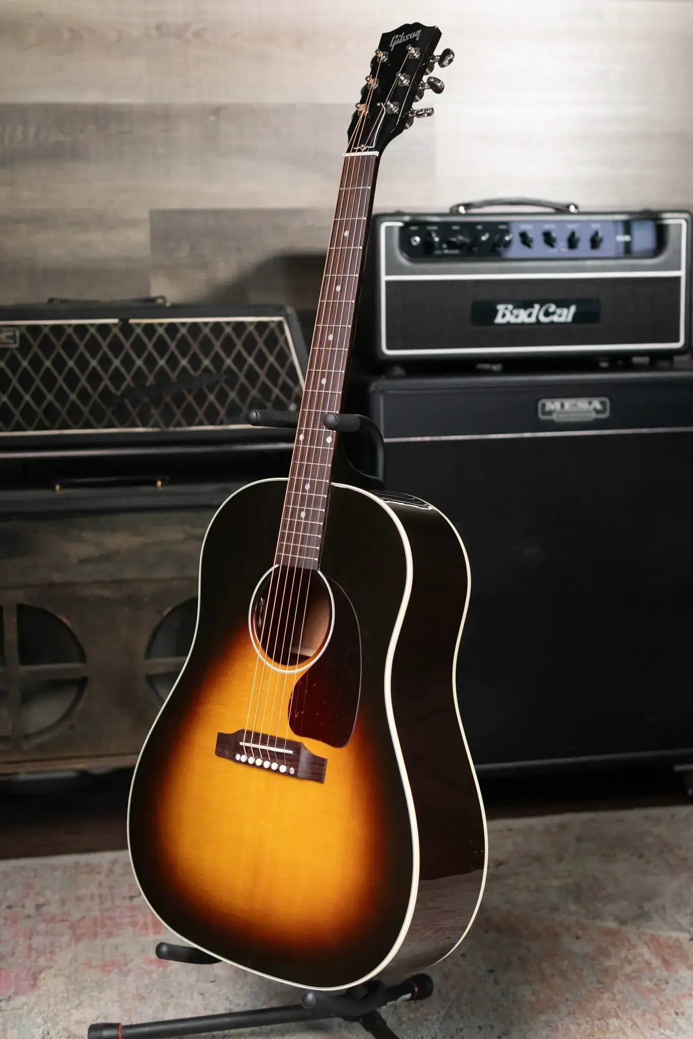 Gibson J-45 Standard Acoustic/Electric Guitar - Vintage Sunburst with Hardshell Case