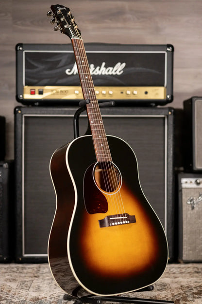 Gibson J-45 Standard Left-Handed Acoustic/Electric Guitar - Vintage Sunburst with Hardshell Case