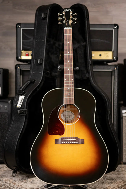 Gibson J-45 Standard Left-Handed Acoustic/Electric Guitar - Vintage Sunburst with Hardshell Case