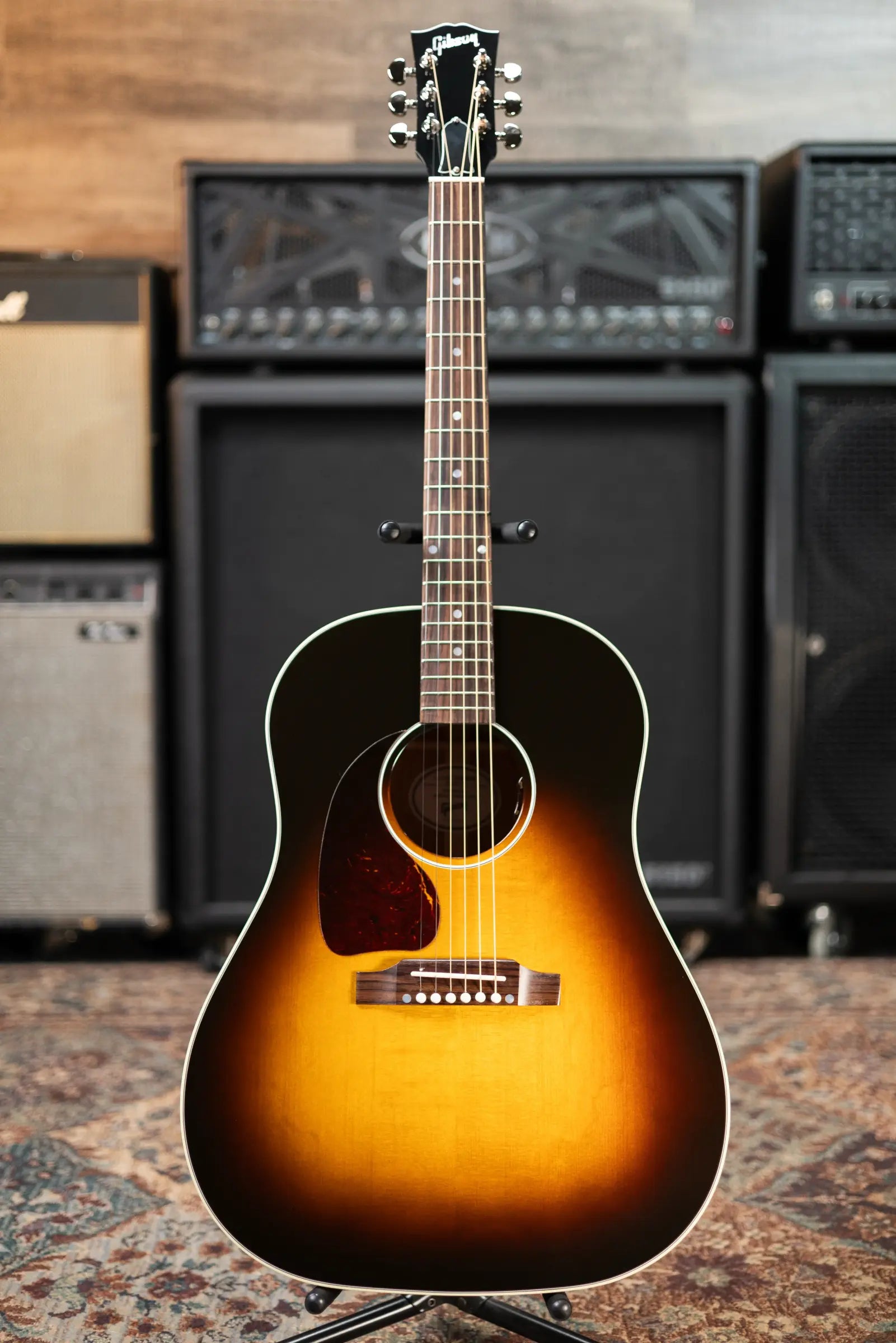 Gibson J-45 Standard Left-Handed Dreadnought Acoustic/Electric Guitar - Vintage Sunburst with Hardshell Case