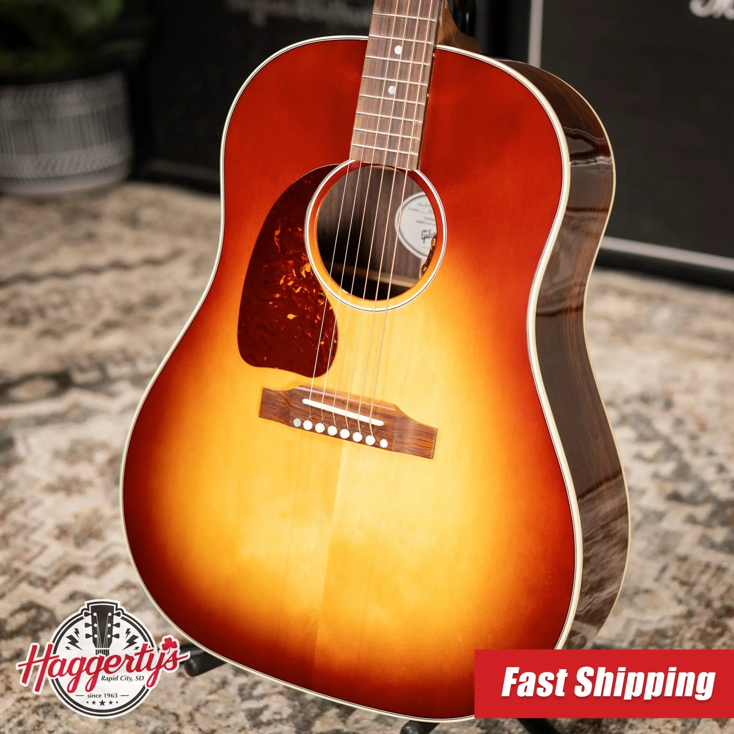 Gibson J-45 Standard Rosewood Left-Handed Acoustic/Electric Guitar - Rosewood Burst with Hardshell Case