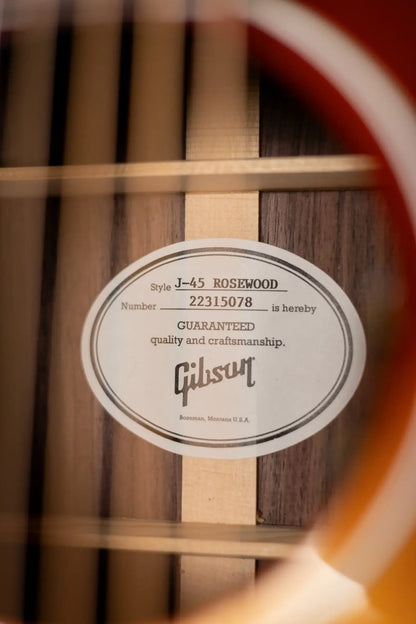 Gibson J-45 Standard Rosewood Left-Handed Acoustic/Electric Guitar - Rosewood Burst with Hardshell Case