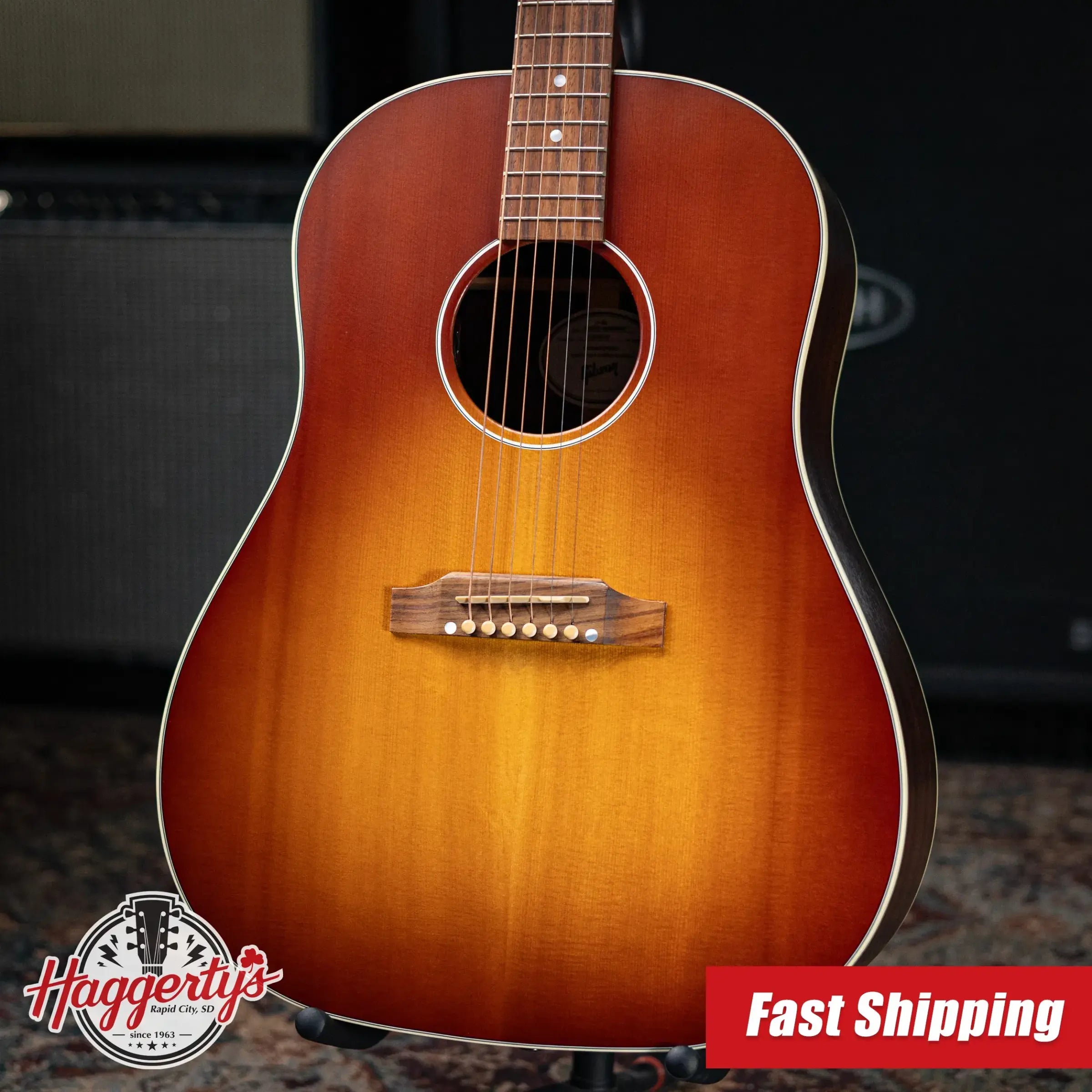 Gibson J-45 Studio Rosewood Acoustic/Electric Guitar - Satin Rosewood Burst with Hardshell Case - Floor Model