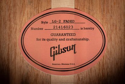 Gibson LG-2 All Mahogany Faded Acoustic/Electric Guitar - Vintage Sunburst with Hardshell Case