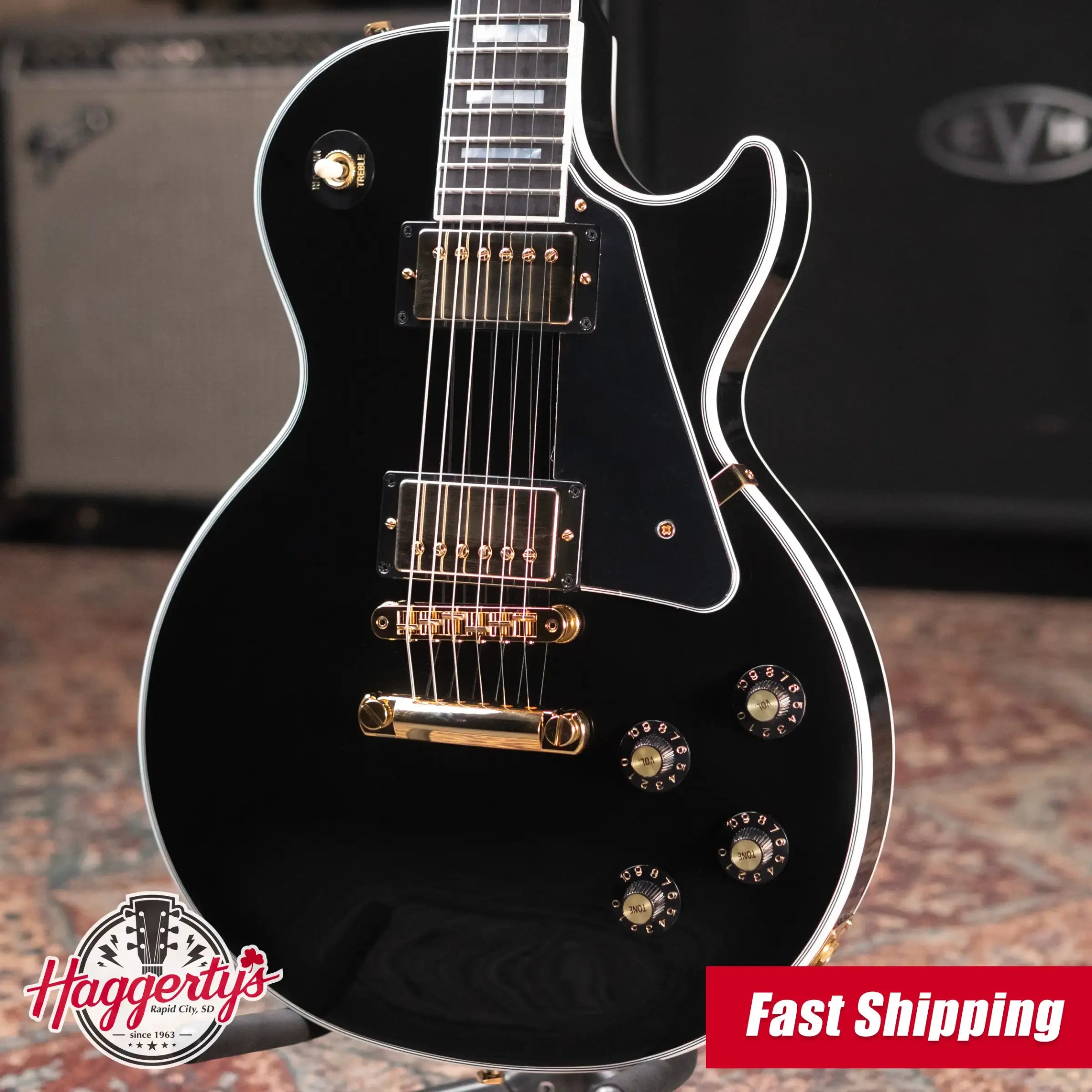 Gibson Les Paul Custom 70s Electric Guitar - Ebony with Hardshell Case