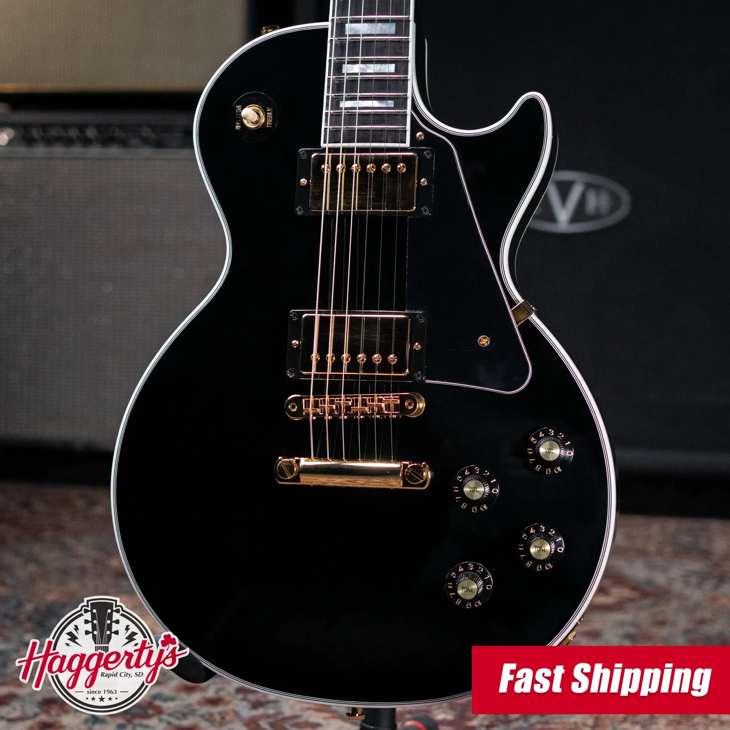 Gibson Les Paul Custom 70s Electric Guitar - Ebony with Hardshell Case
