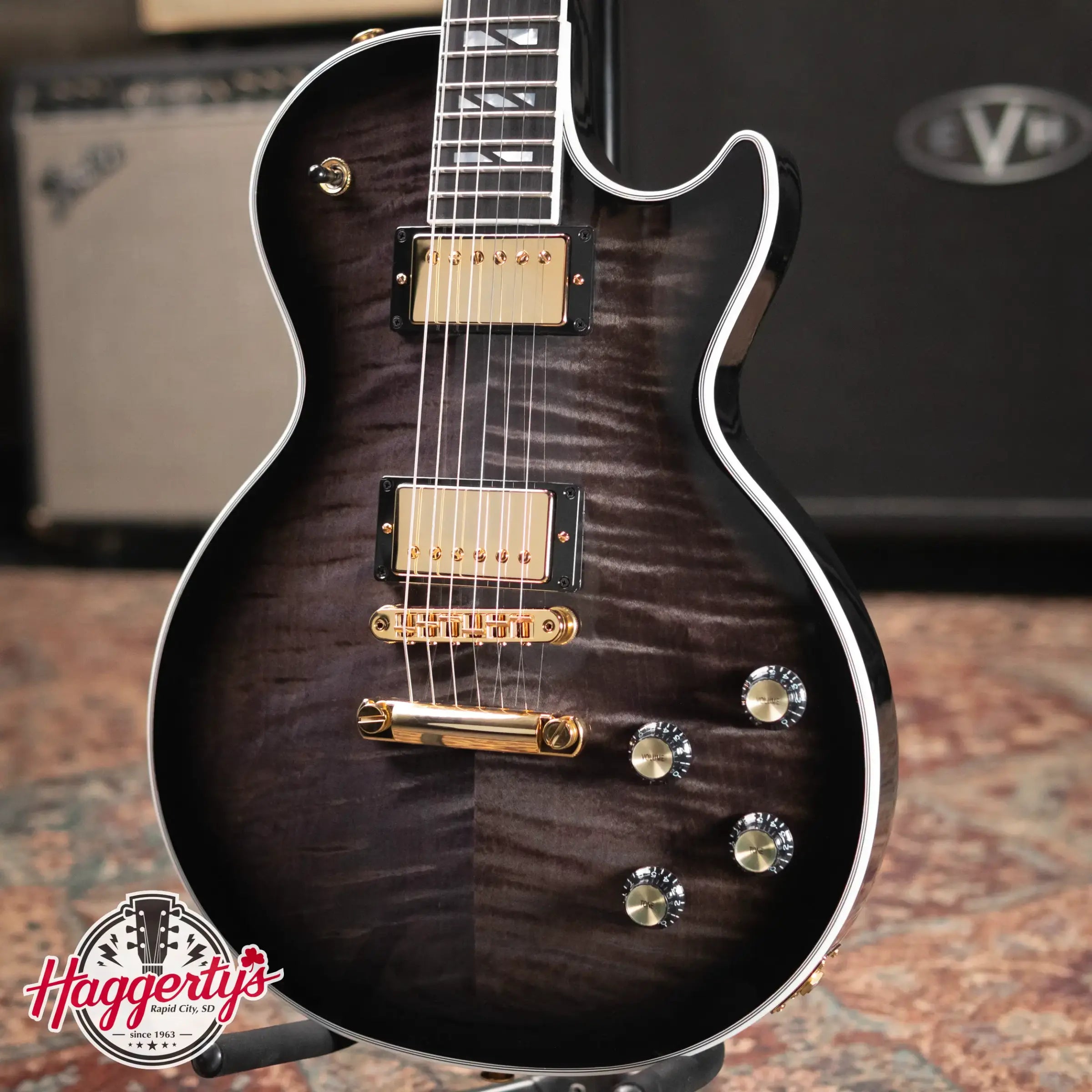 Gibson Les Paul Modern Supreme Electric Guitar - Trans Ebony Burst with Hardshell Case