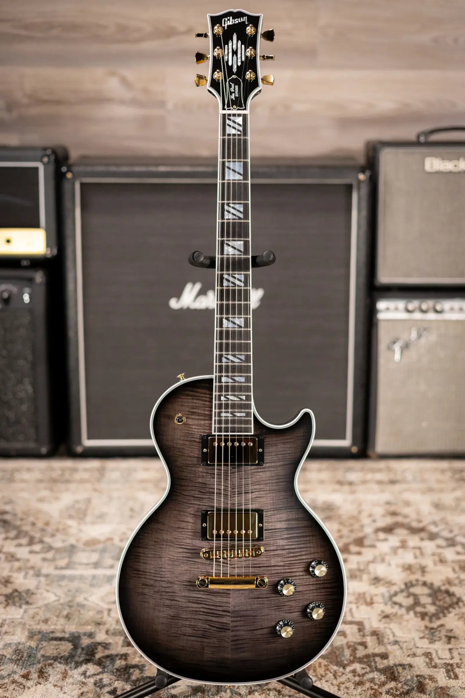 Gibson Les Paul Modern Supreme Electric Guitar - Trans Ebony Burst with Hardshell Case