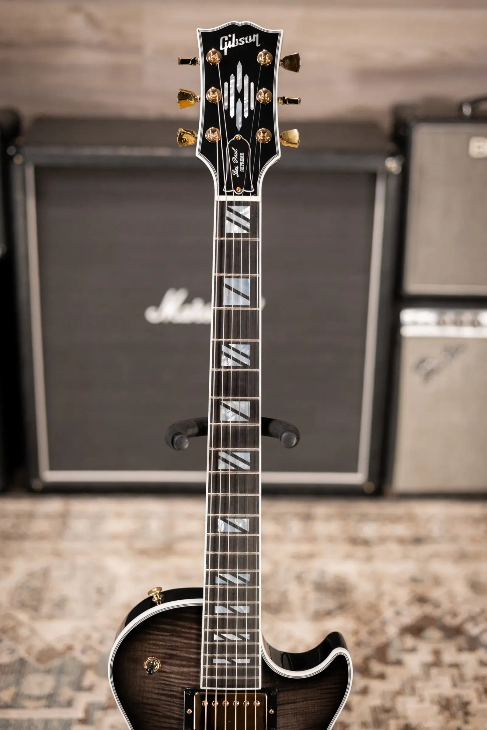 Gibson Les Paul Modern Supreme Electric Guitar - Trans Ebony Burst with Hardshell Case