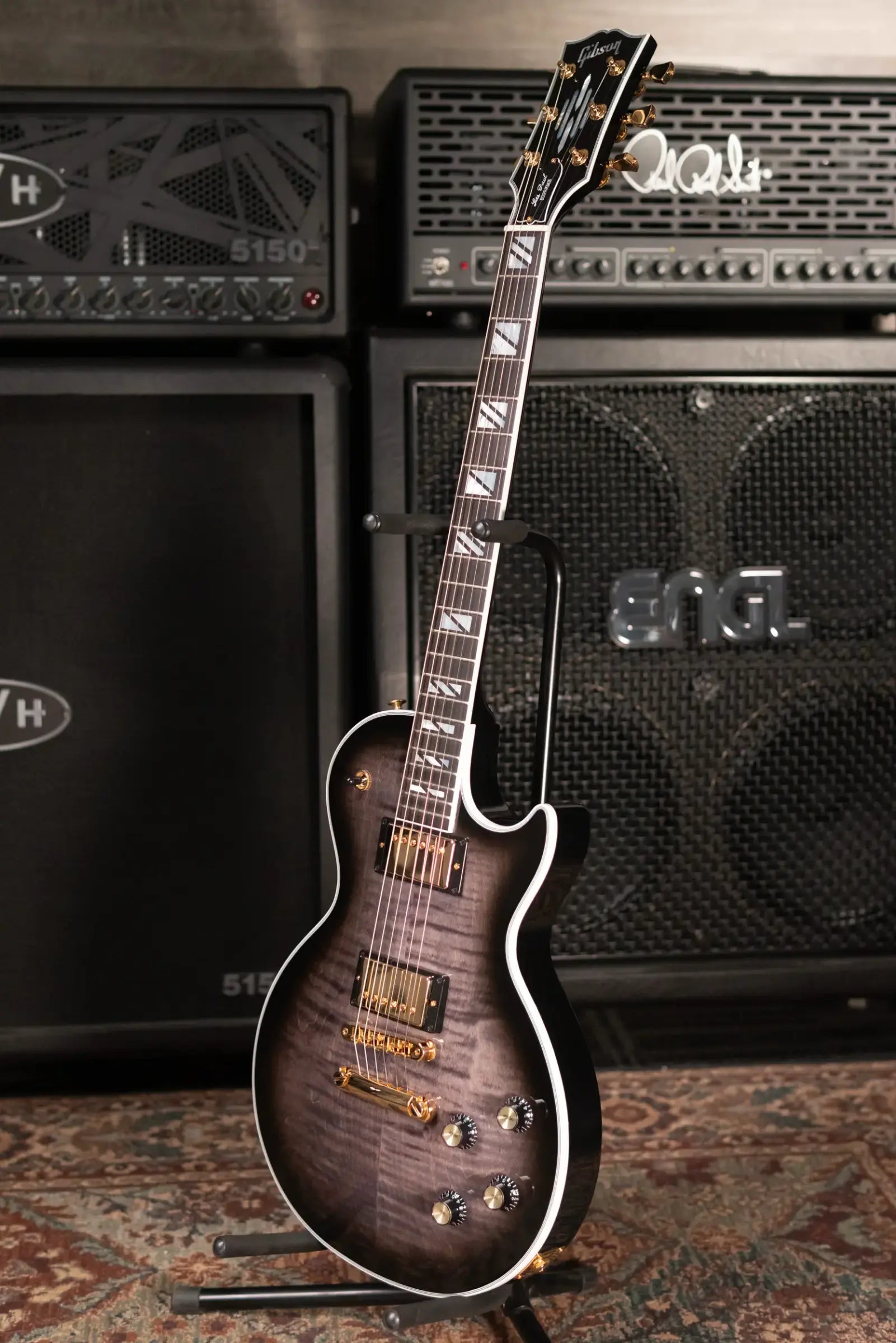 Gibson Les Paul Modern Supreme Electric Guitar - Trans Ebony with Hardshell Case