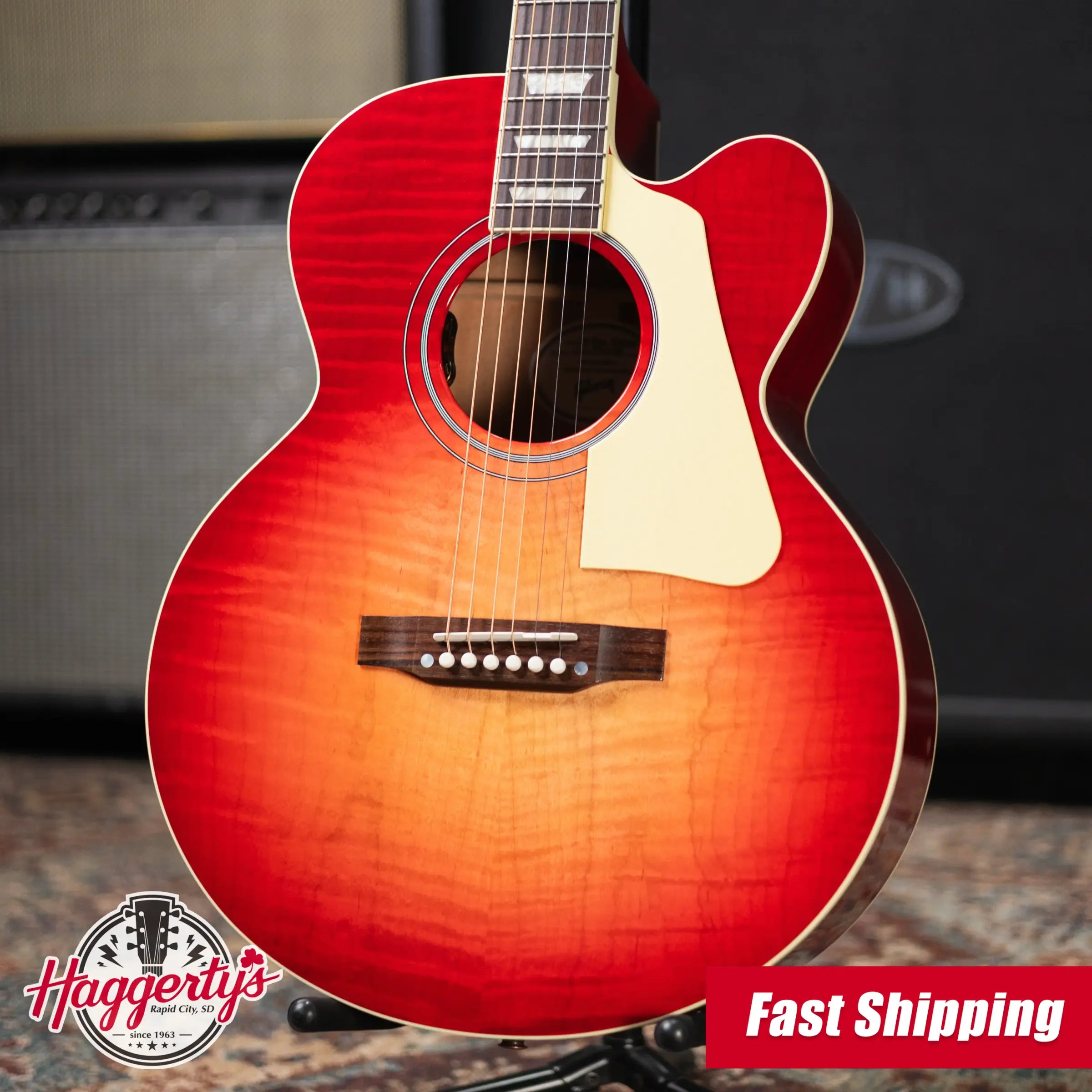 Gibson Les Paul Parlor Acoustic/Electric Guitar - Vintage Cherry Sunburst with Hardshell Case