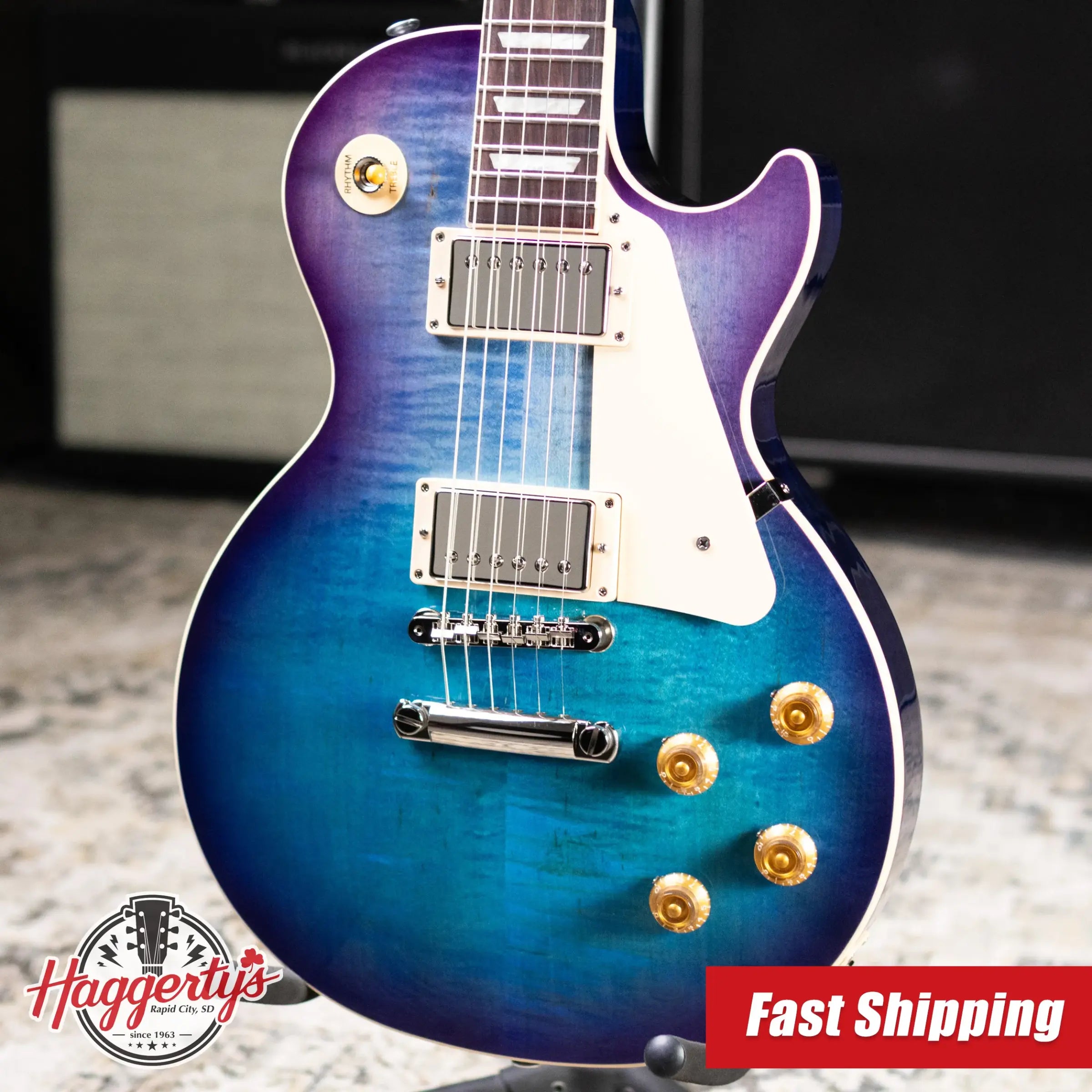 Gibson Les Paul Standard 50s Figured Top Electric Guitar - Blueberry Burst with Hardshell Case