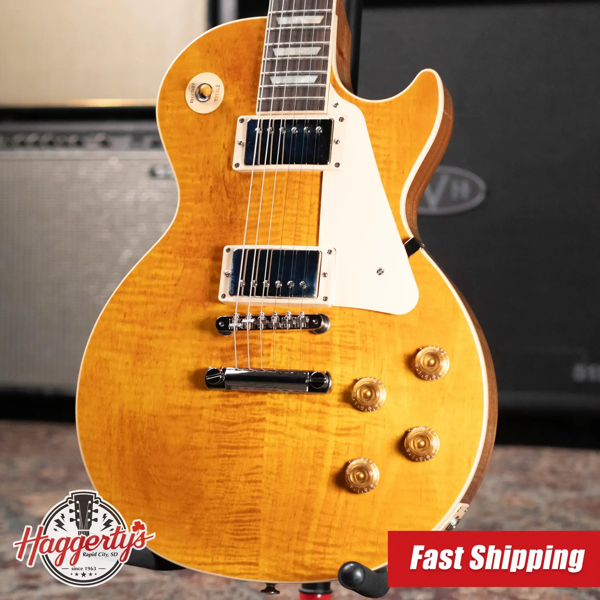 Gibson Les Paul Standard 50s Figured Top Electric Guitar - Honey Amber with Hardshell Case