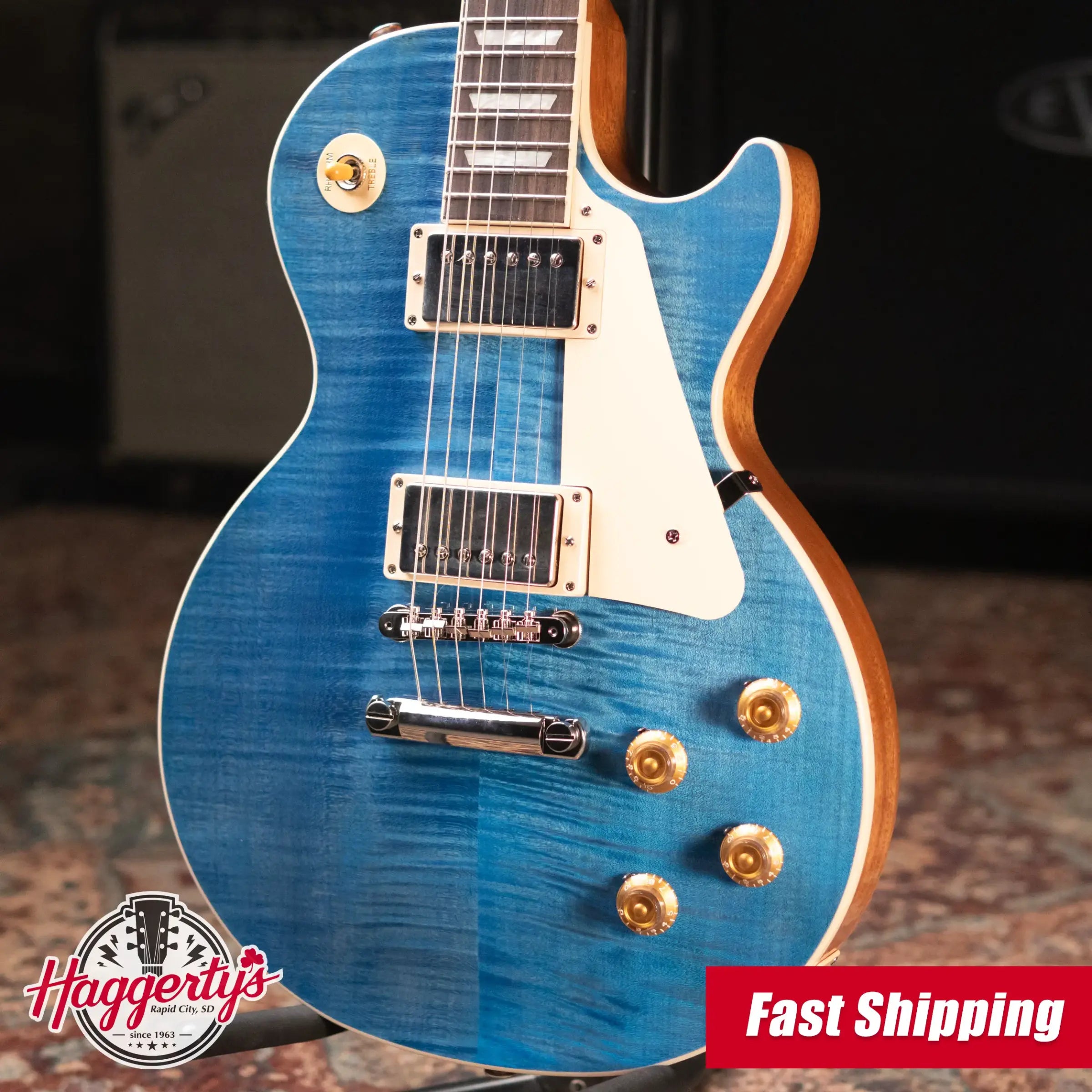 Gibson Les Paul Standard 50s Figured Top Electric Guitar - Ocean Blue with Hardshell Case