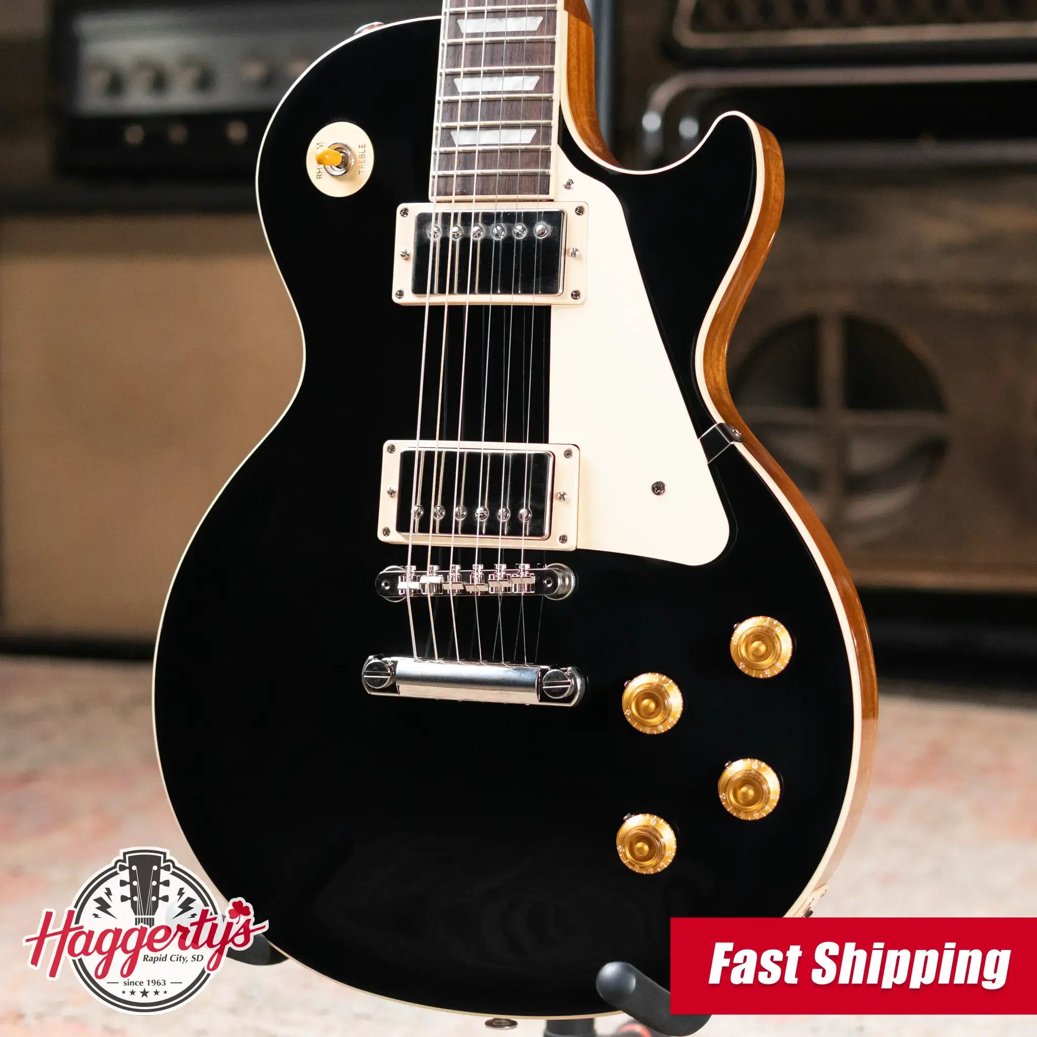 Gibson Les Paul Standard 50s Plain Top Electric Guitar - Ebony Top with Hardshell Case