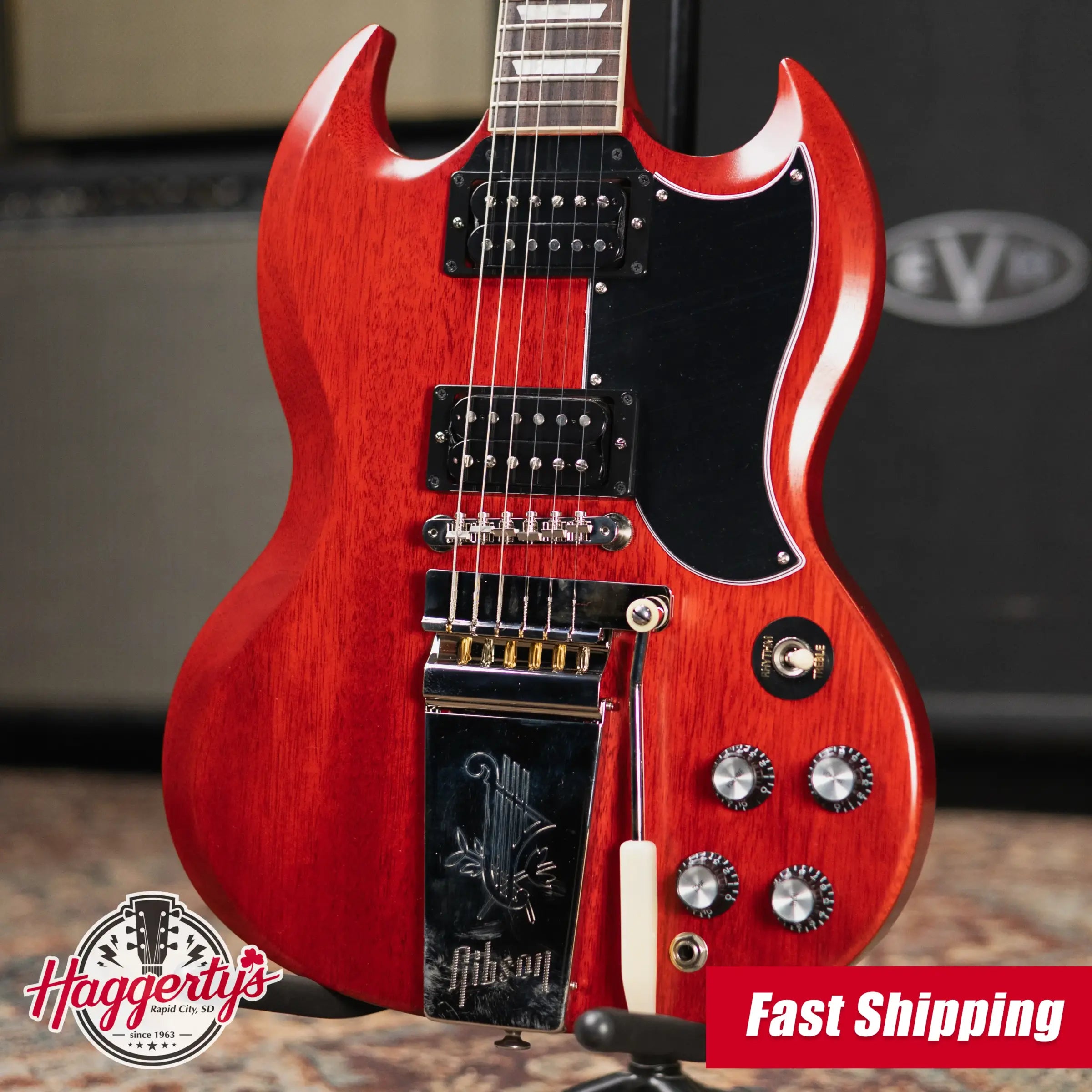 Gibson SG Standard '61 Faded Maestro Vibrola Electric Guitar - Vintage Cherry with Hardshell Case