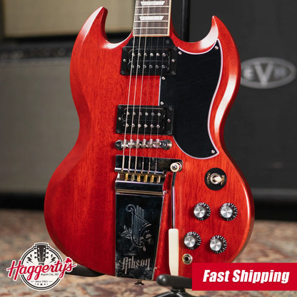 Gibson SG Standard '61 Faded Maestro Vibrola Electric Guitar - Vintage Cherry with Hardshell Case
