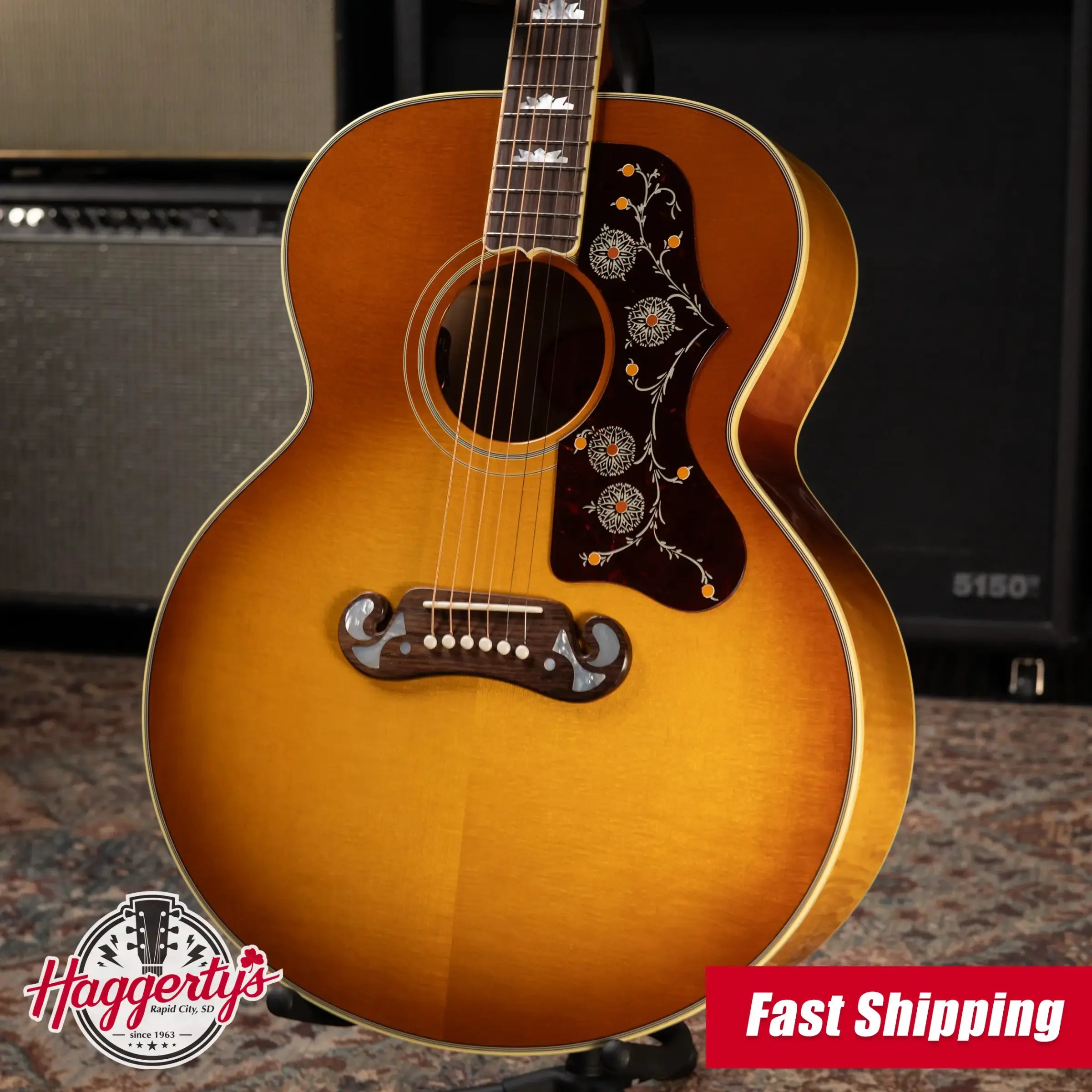 Gibson SJ-200 60s Original Jumbo Acoustic/Electric Guitar - Heritage Cherry Sunburst with Hardshell Case