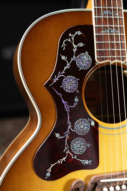 Gibson SJ-200 Elegant Koa Left-Handed Jumbo Acoustic/Electric Guitar - Honey Burst with Hardshell Case