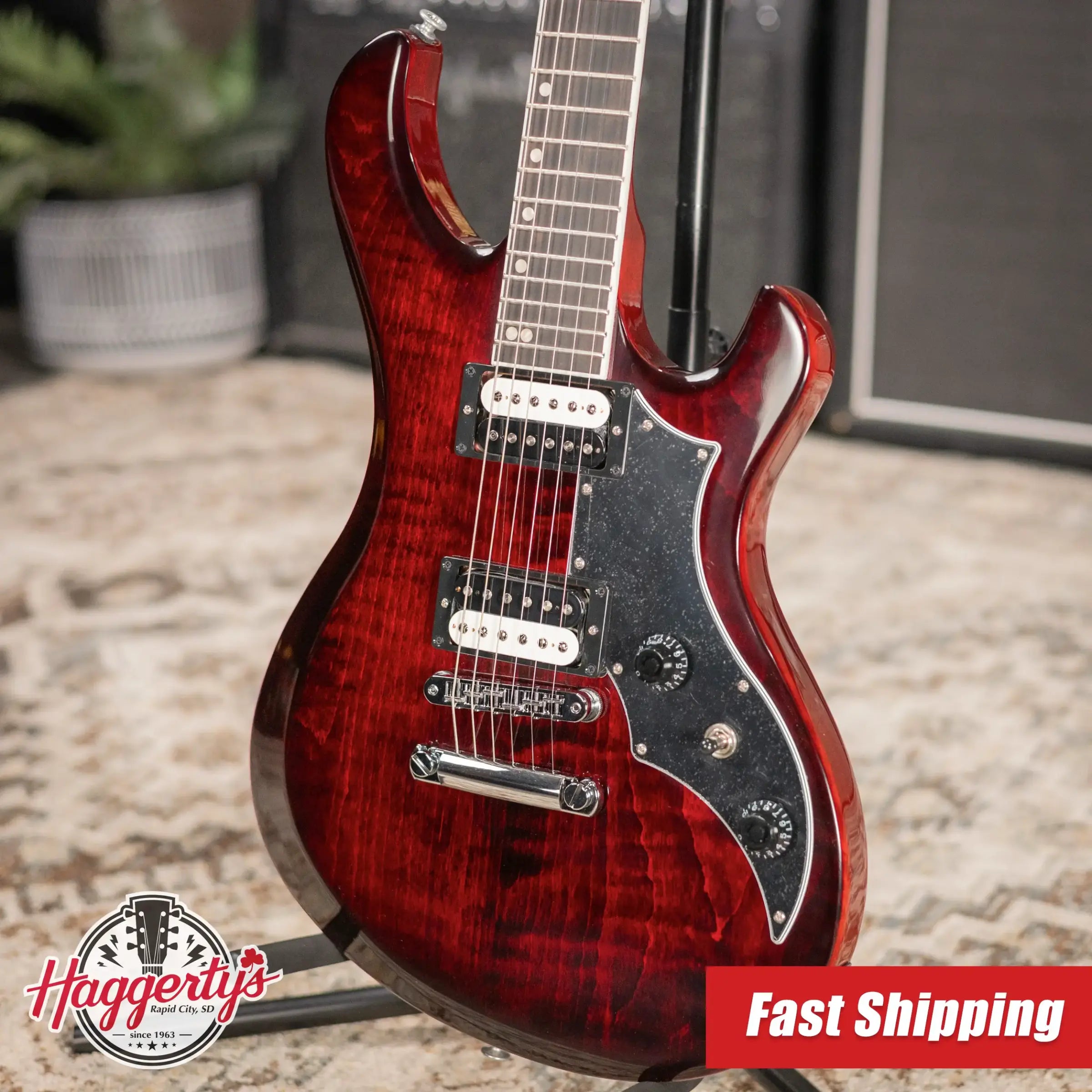 Gibson Victory Figured Top Electric Guitar - Wine Red Burst with Dirty Fingers Pickups and Hardshell Case