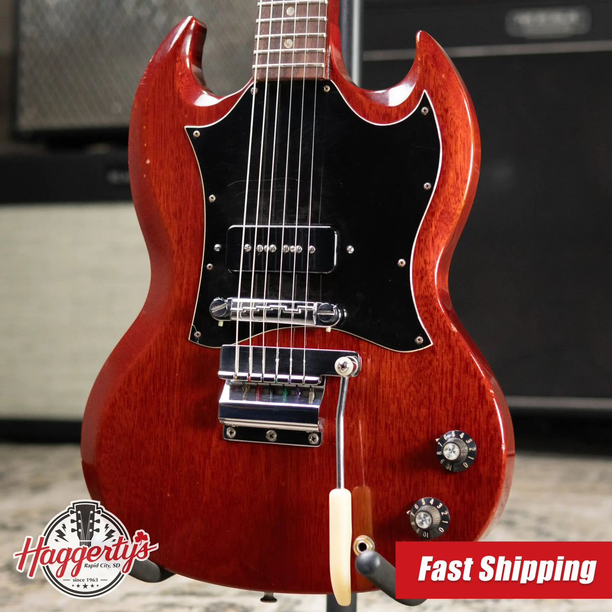 Gibson Vintage 1969 SG Junior Electric Guitar - Cherry Red with Chipboard Case - Used