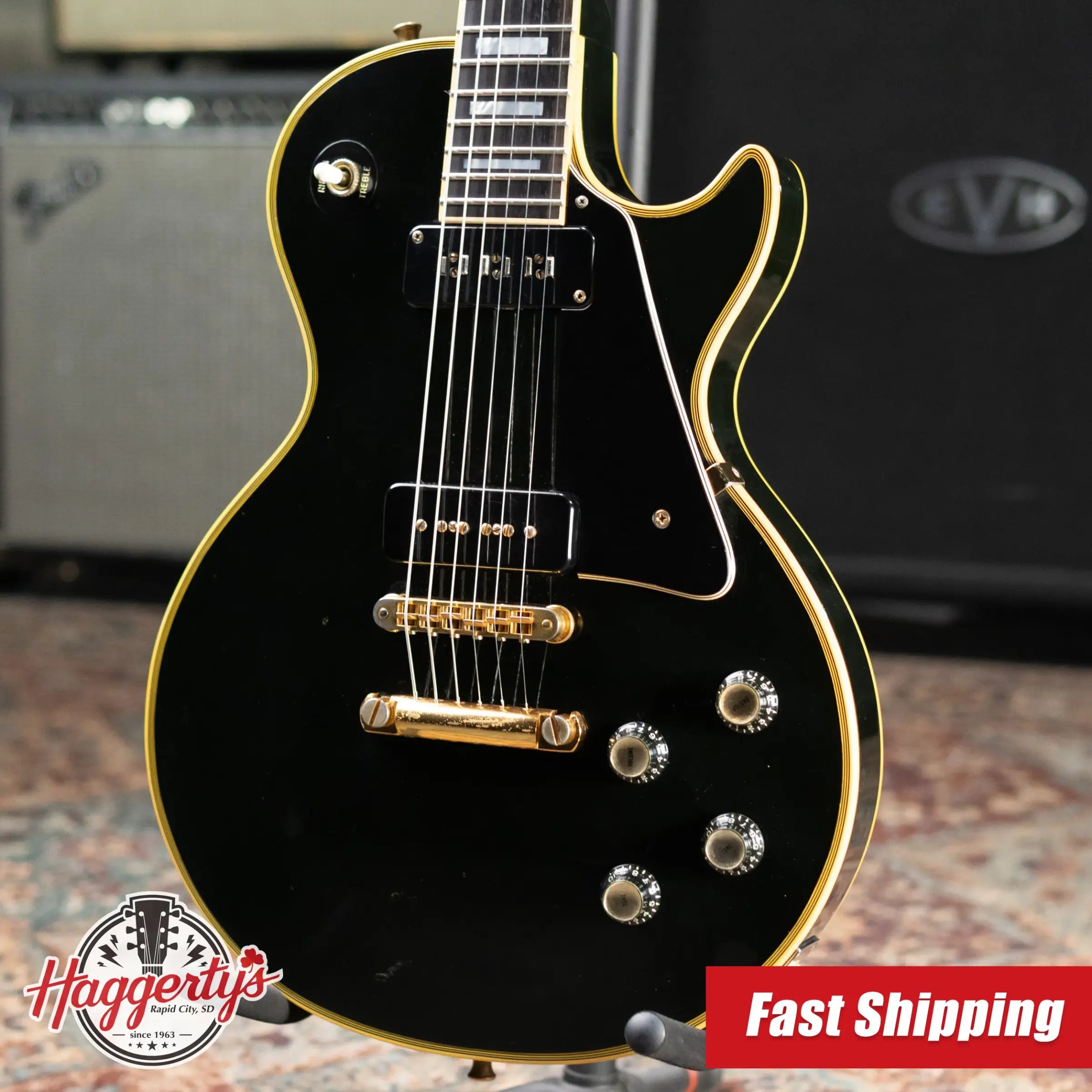 Gibson Vintage 1973 Les Paul Custom '54 Reissue Electric Guitar - Ebony with Hardshell Case - Used