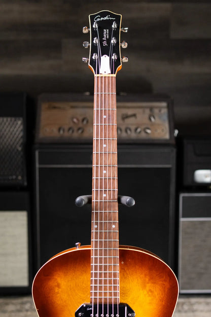 Godin 5th Avenue Kingpin Hollowbody Guitar - Cognac Burst with Gig Bag - Used