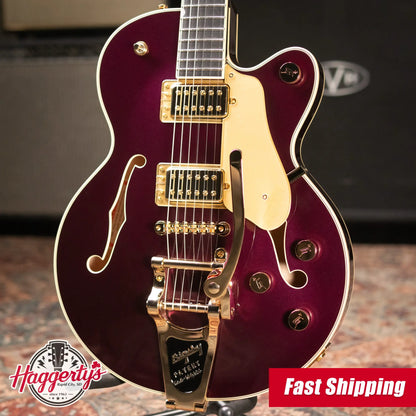 Gretsch Broadkaster Jr. LX Center Block with String-Thru Bigsby Electric Guitar - Blackberry with Hardshell Case