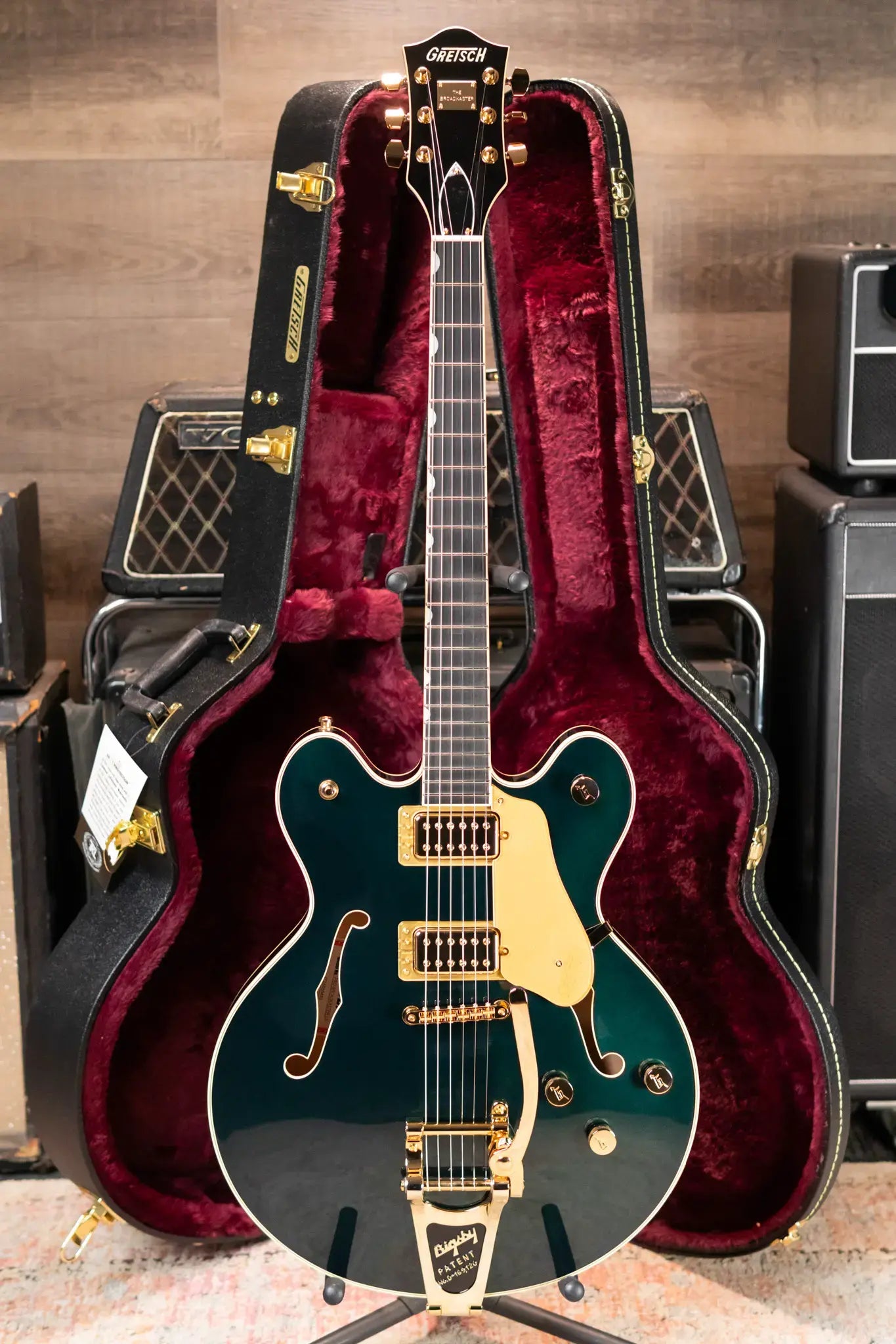 Gretsch Broadkaster LX Center Block with String-Thru Bigsby and Gold Hardware - Cadillac Green with Hardshell Case