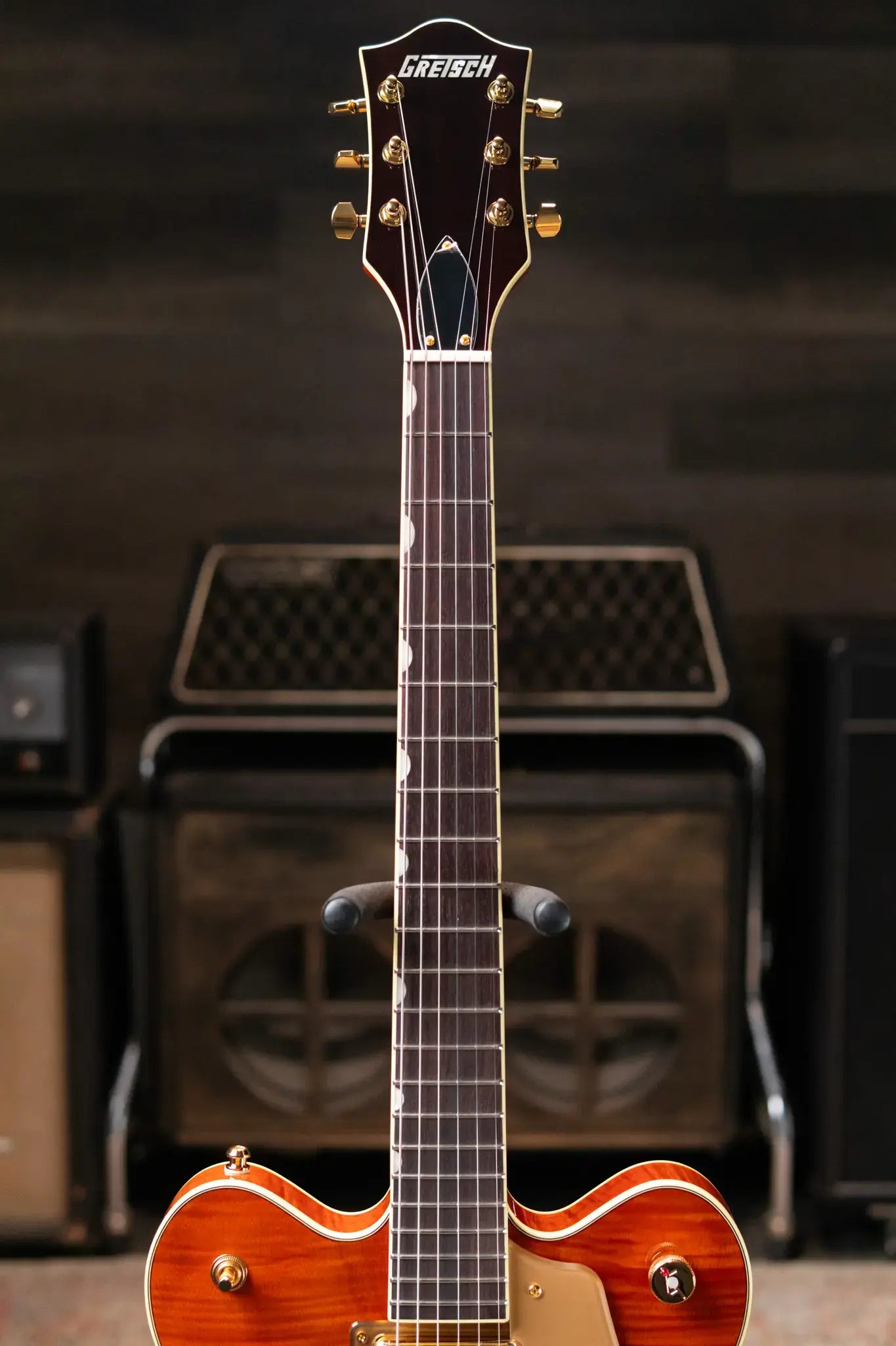 Gretsch Electromatic LTD Flame Okoume Broadkaster Double-Cut with Bigsby Electric Guitar - Roundup Orange