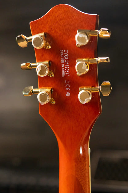 Gretsch Electromatic LTD Flame Okoume Broadkaster Double-Cut with Bigsby Electric Guitar - Roundup Orange - Demo