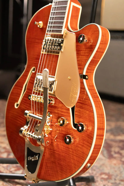 Gretsch Electromatic LTD Flame Okoume Broadkaster Jr. Single-Cut with Bigsby Electric Guitar - Roundup Orange