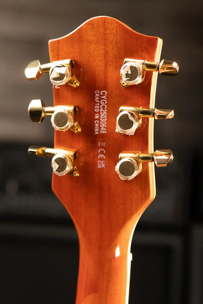Gretsch Electromatic LTD Flame Okoume Broadkaster Jr. Single-Cut with Bigsby Electric Guitar - Roundup Orange