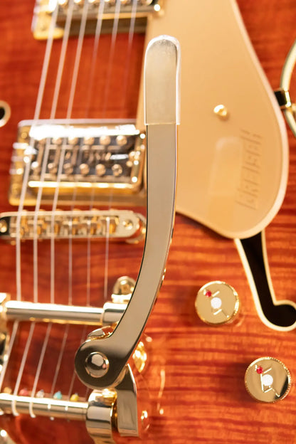 Gretsch Electromatic LTD Flame Okoume Broadkaster Jr. Single-Cut with Bigsby Electric Guitar - Roundup Orange