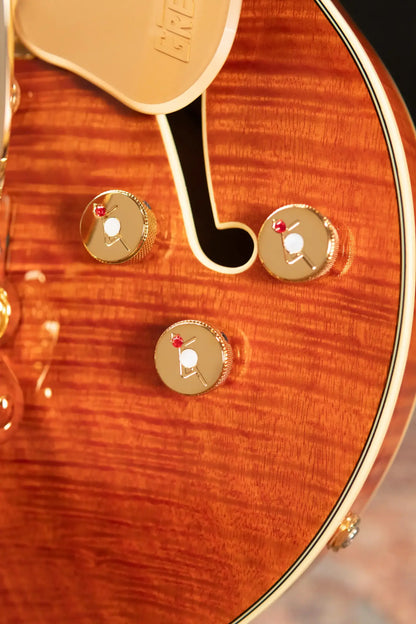 Gretsch Electromatic LTD Flame Okoume Broadkaster Jr. Single-Cut with Bigsby Electric Guitar - Roundup Orange