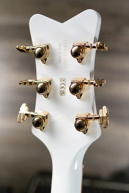 Gretsch Falcon Hollow Body with String-Thru Bigsby and Gold Hardware, Ebony Fingerboard - White with Hardshell Case