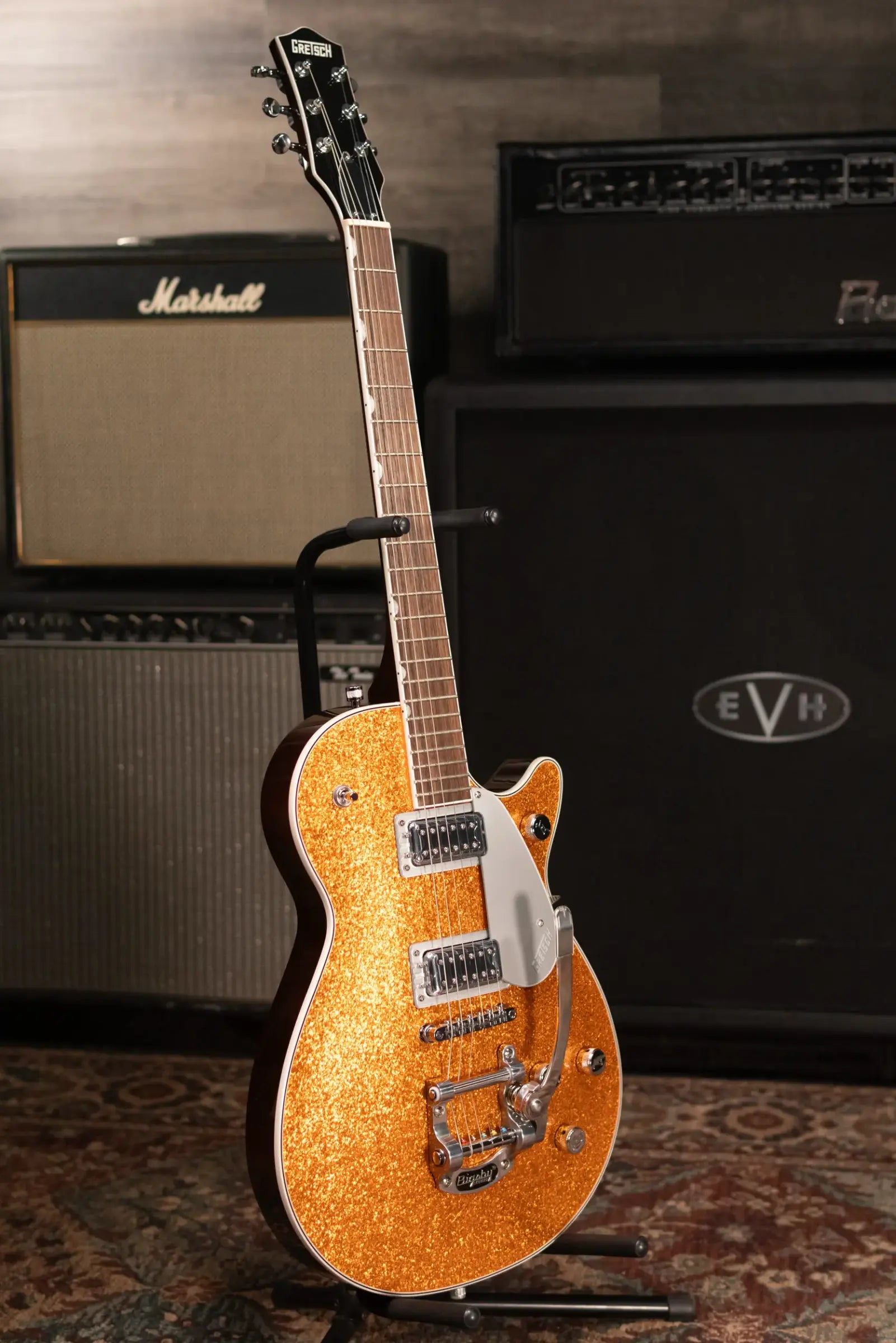 Gretsch G5230T Electromatic Sparkle Jet FT Single-Cut with Bigsby Electric Guitar - Gold Sparkle