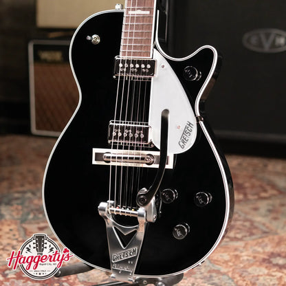 Gretsch G6128T-GH George Harrison Signature Duo Jet Solid Body with Bigsby Electric Guitar - Black with Hardshell Case - Demo