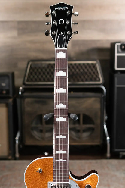 Gretsch G6129T-89 Vintage Select '89 Sparkle Jet with Bigsby Electric Guitar - Gold Sparkle with Hardshell Case